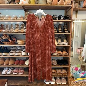 NEW Universal Thread Rust Dot Print Midi Dress